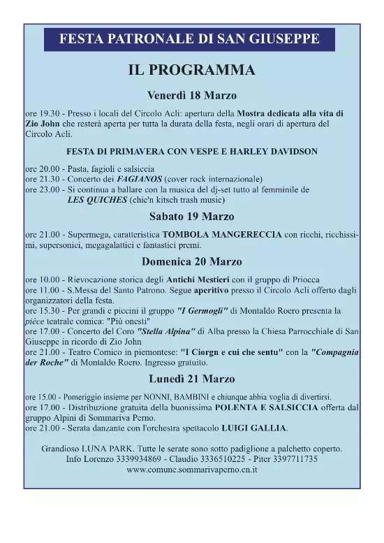 Il programma della manifestazione